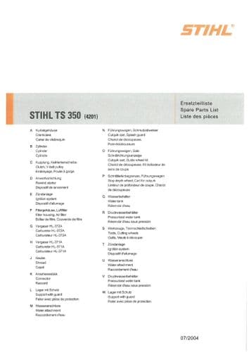 Stihl Concrete Saw TS350 -4201 Parts Manual