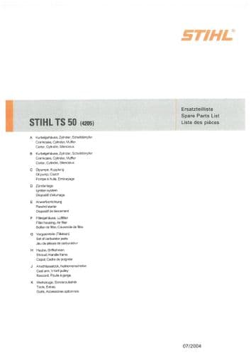 Stihl Concrete Saw TS50 -4205 Parts Manual