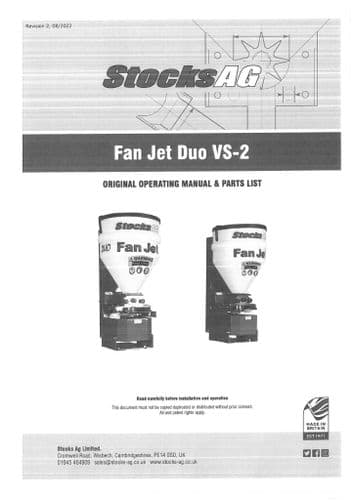 Stocks AG Fan Jet Duo VS-2 Operators Manual and Spare Parts List