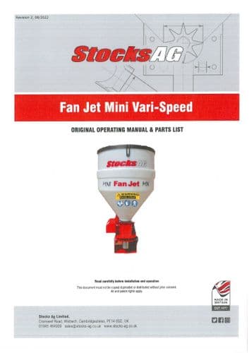 Stocks AG Fan Jet Mini Vari-Speed Operators Manual and Spare Parts List