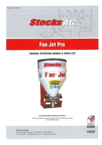 Stocks AG Fan Jet Pro Operators Manual and Spare Parts List