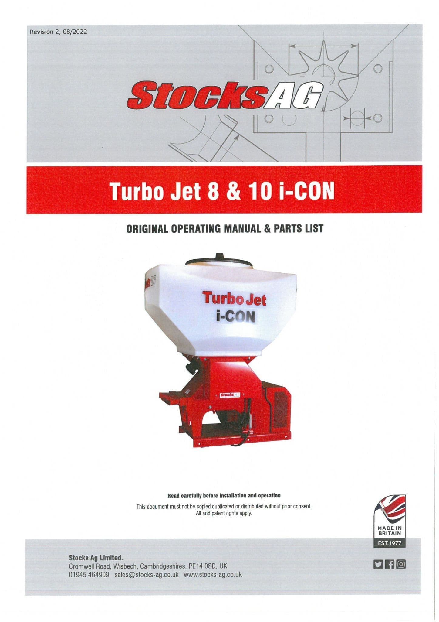 Stocks AG Turbo Jet 8 & 10i-Con Operators Manual and Spare Parts List
