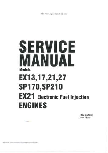 Subaru Engine EX13 EX17 EX21 EX27 SP170 SP210 EX21EFI Workshop Service Manual