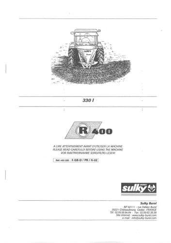 Sulky Fertiliser Spreader - Model R400 Operators Manual