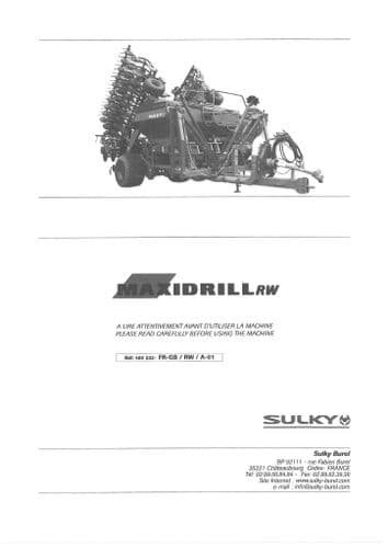 Sulky Seed Drill MaxiDrill RW Operators Manual