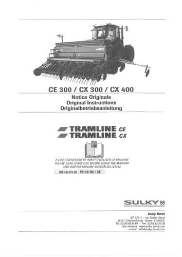 Sulky Seed Drill Tramline CE300 CX300 CX400 Operators Manual
