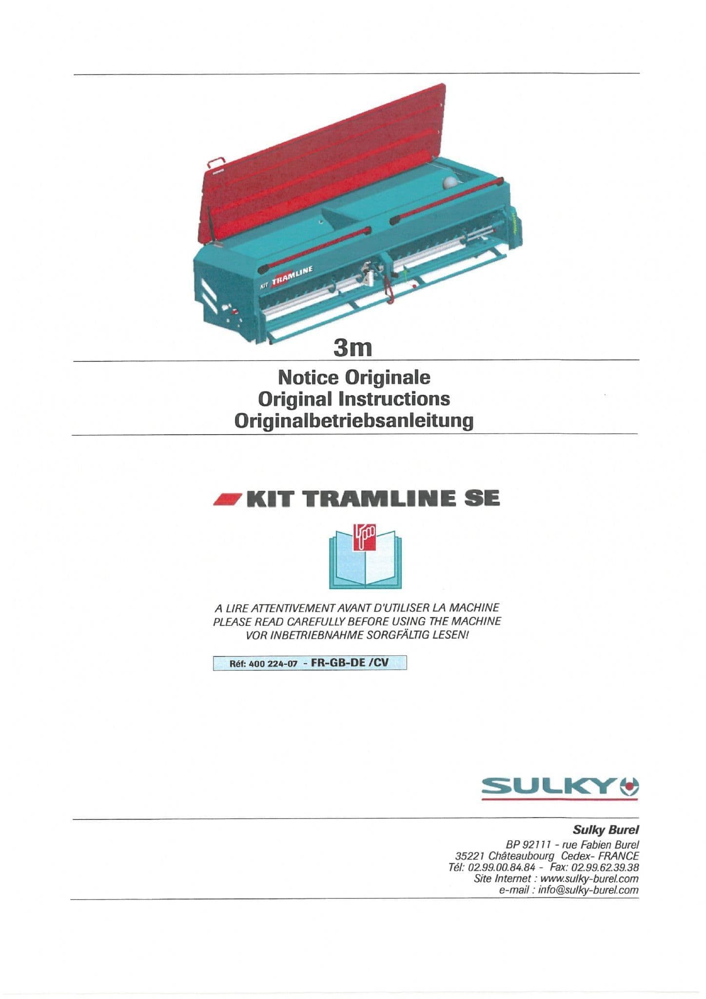 Sulky Seed Drill Tramline SE 3M Operators Manual