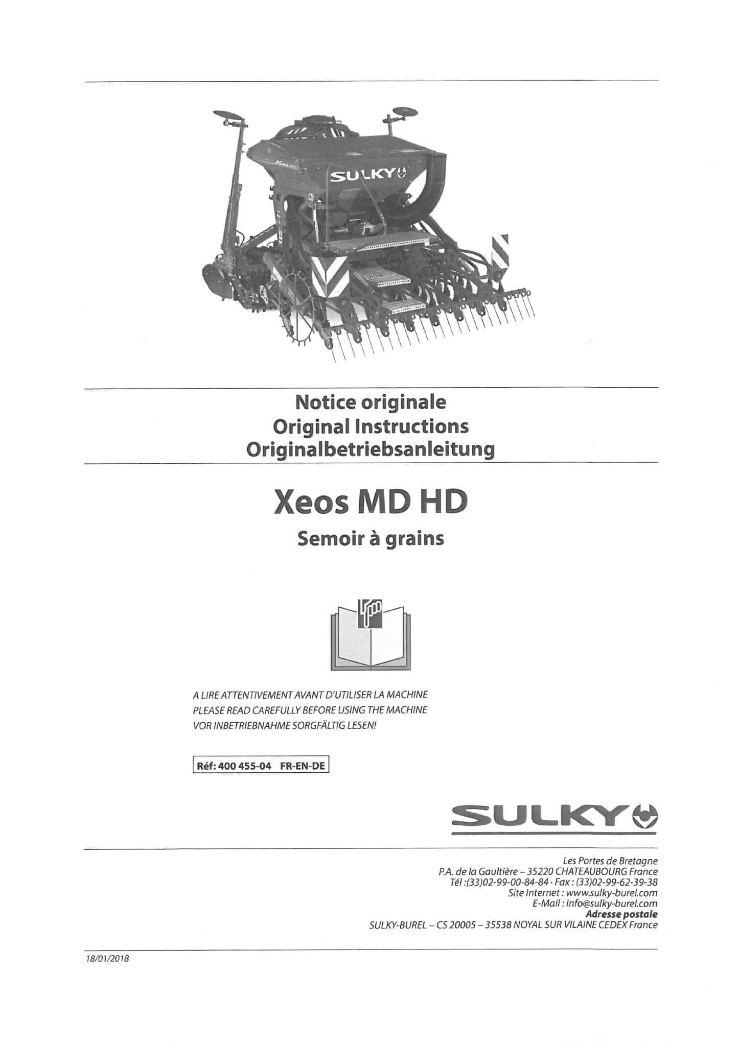Sulky Seed Drill Zeos MD HD Operators Manual