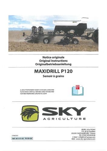 Sulky Sky Agricultural Seed Drill Maxi Drill P120 Operators Manual