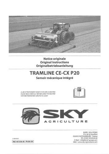 Sulky Sky Agricultural Seed Drill Tramline CE-CP P20 Operators Manual