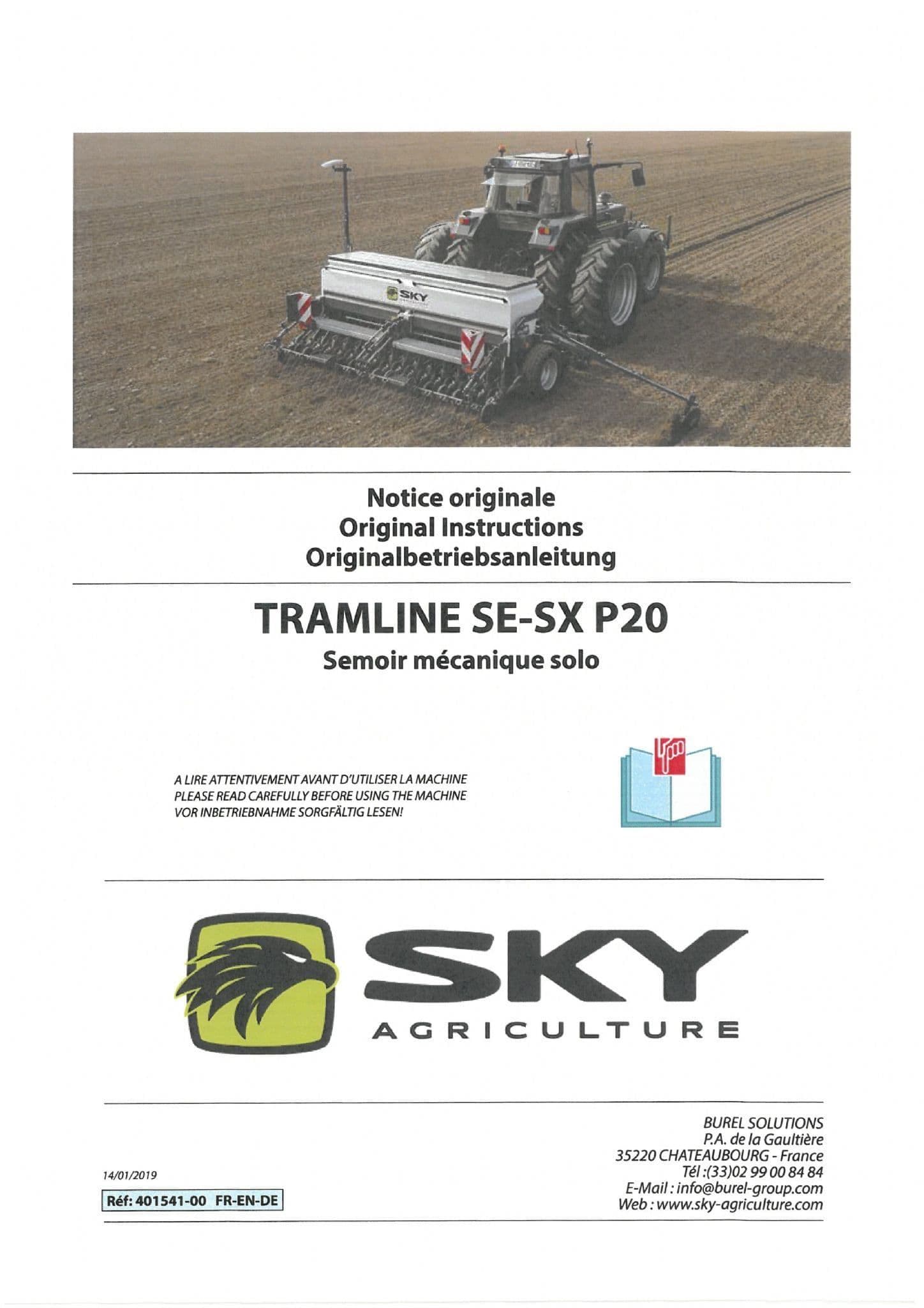 Sulky Sky Agricultural Seed Drill Tramline SE-SX P20 Operators Manual