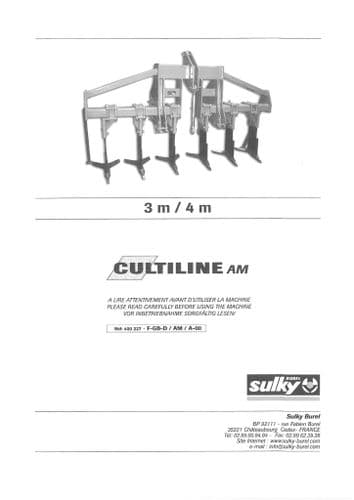 Sulky Soil Separation Cultline AM 3M 4M Operators Manual
