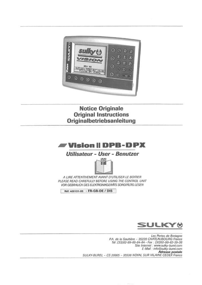 Sulky Vision II DPB DPX Operators Manual