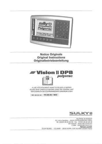 Sulky Vision II DPB Operators Manual