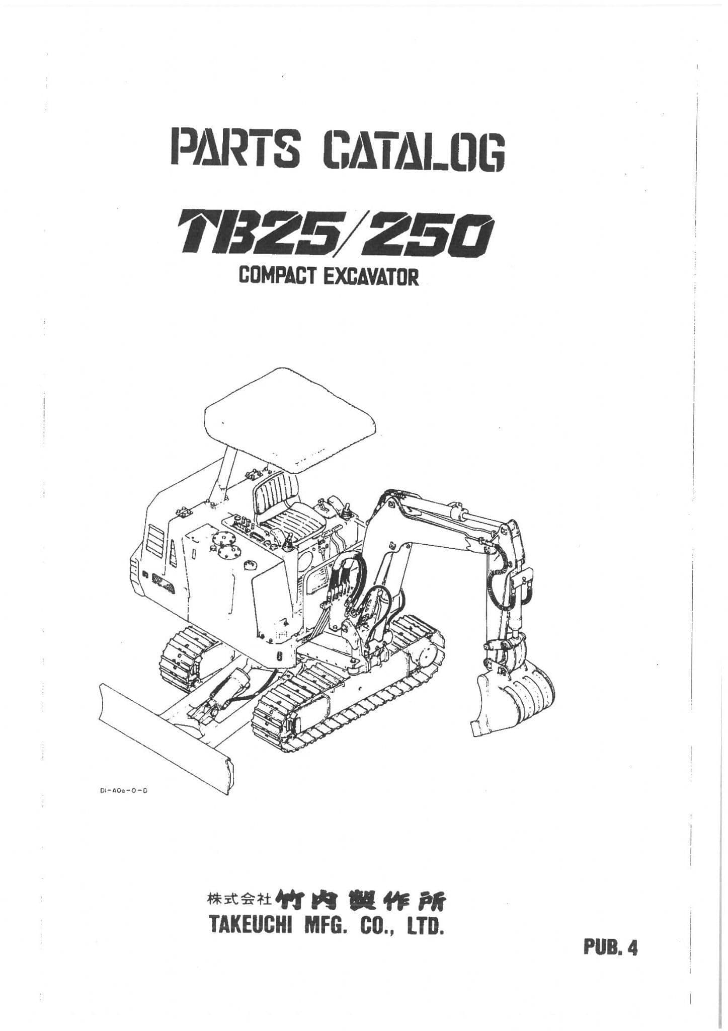 Takeuchi Compact Excavator TB25-250 Parts Manual