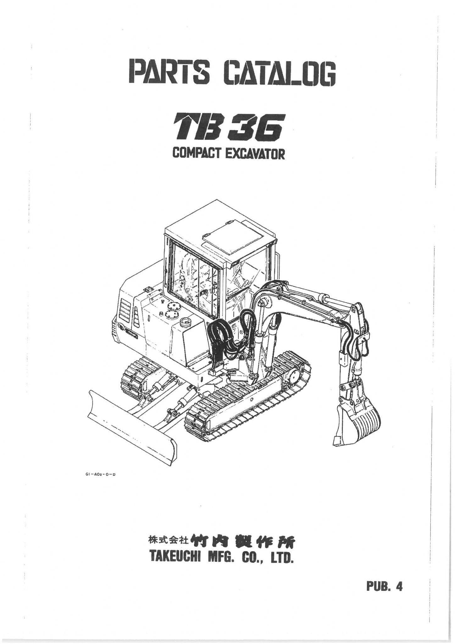 Takeuchi Compact Excavator TB36 Parts Manual
