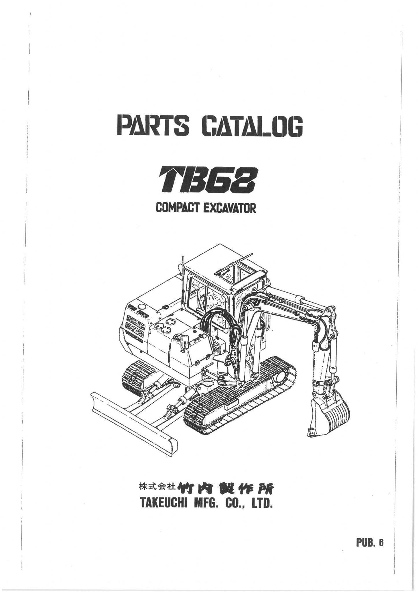Takeuchi Compact Excavator TB68 Parts Manual