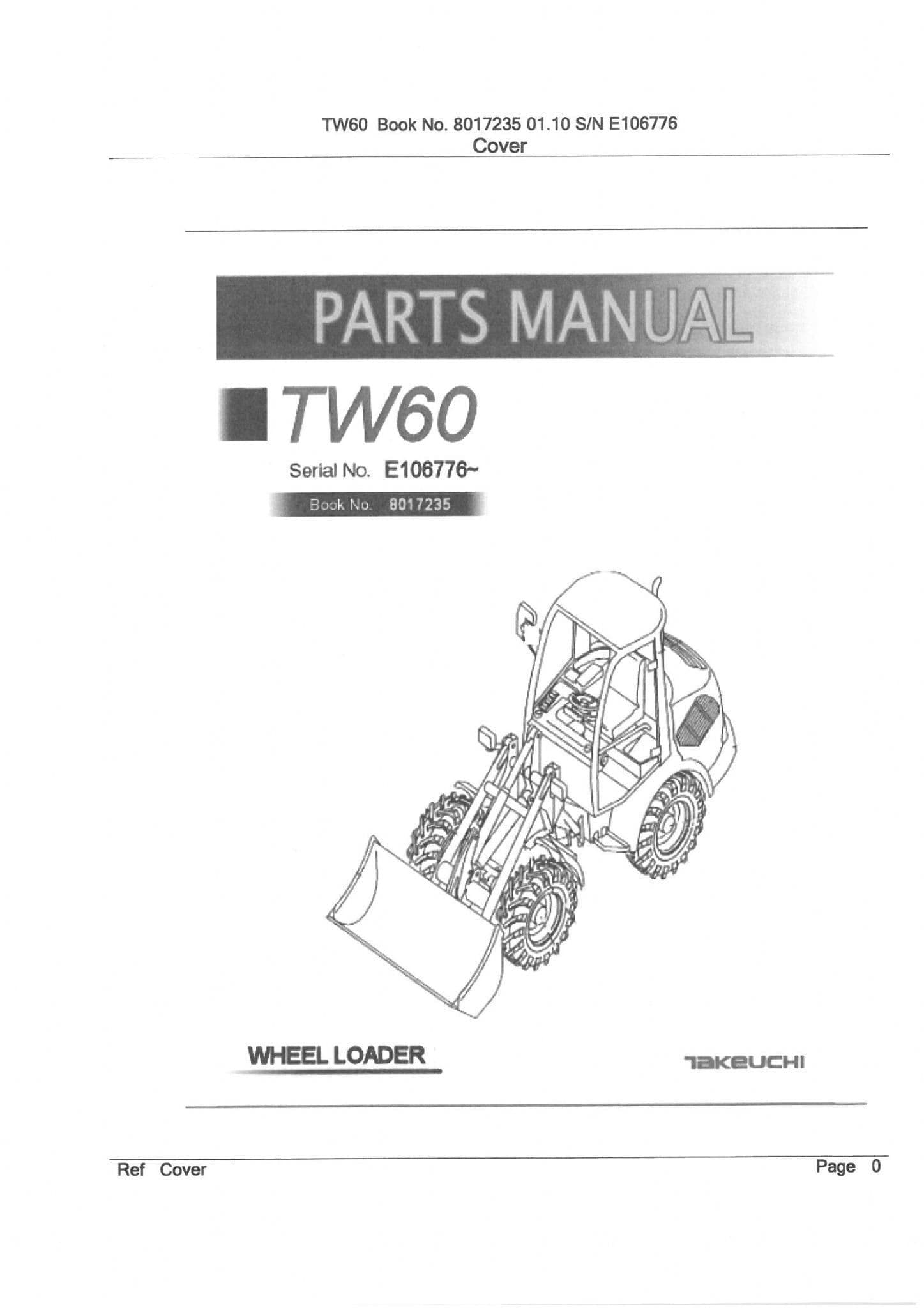 Takeuchi Wheel Loader TW60 Parts Manual