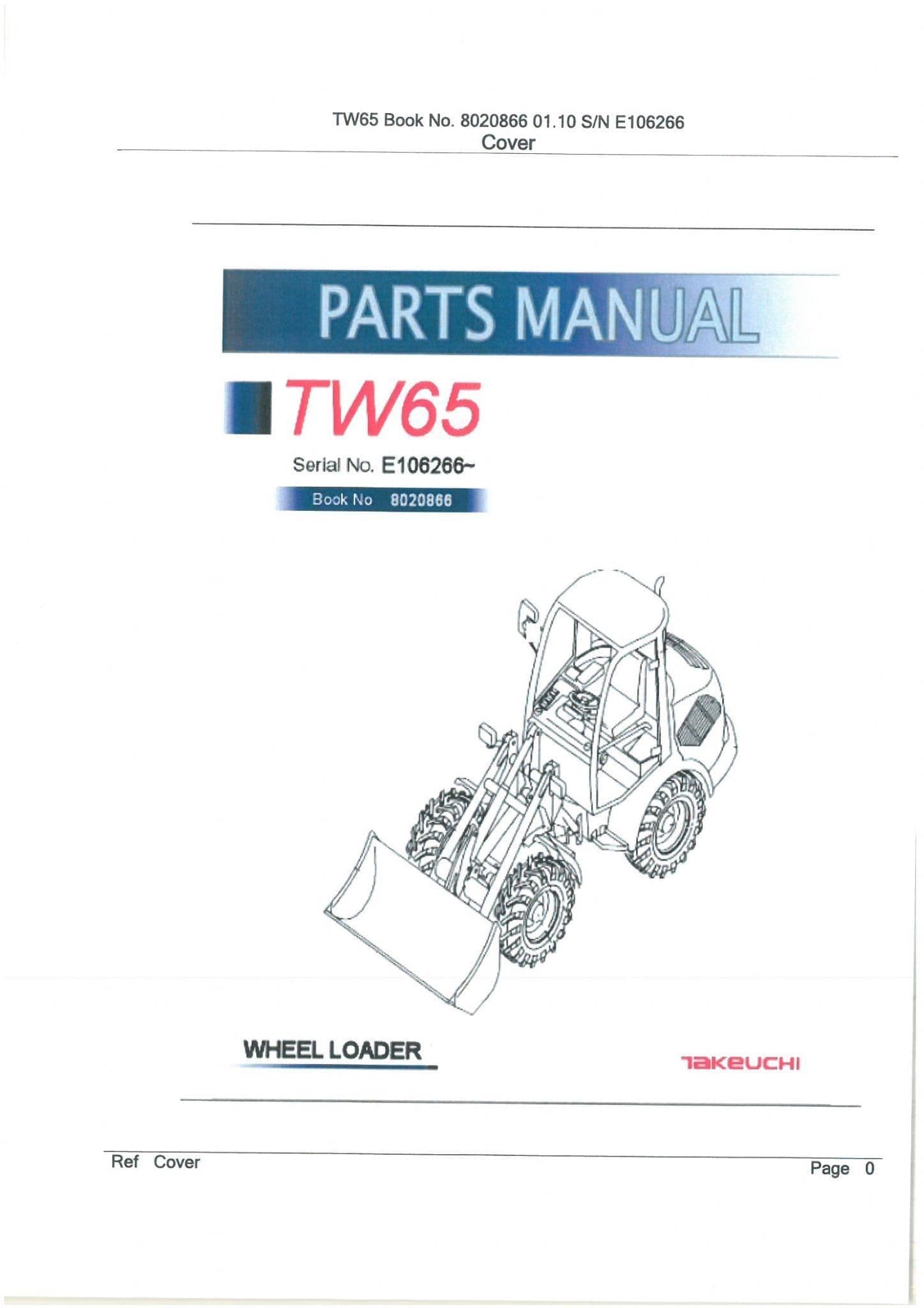 Takeuchi Wheel Loader TW65 Parts Manual