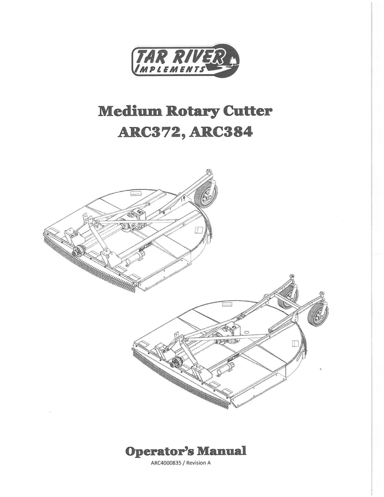 Tar River Medium Rotary Cutter ARC372 ARC384 Operators Manual