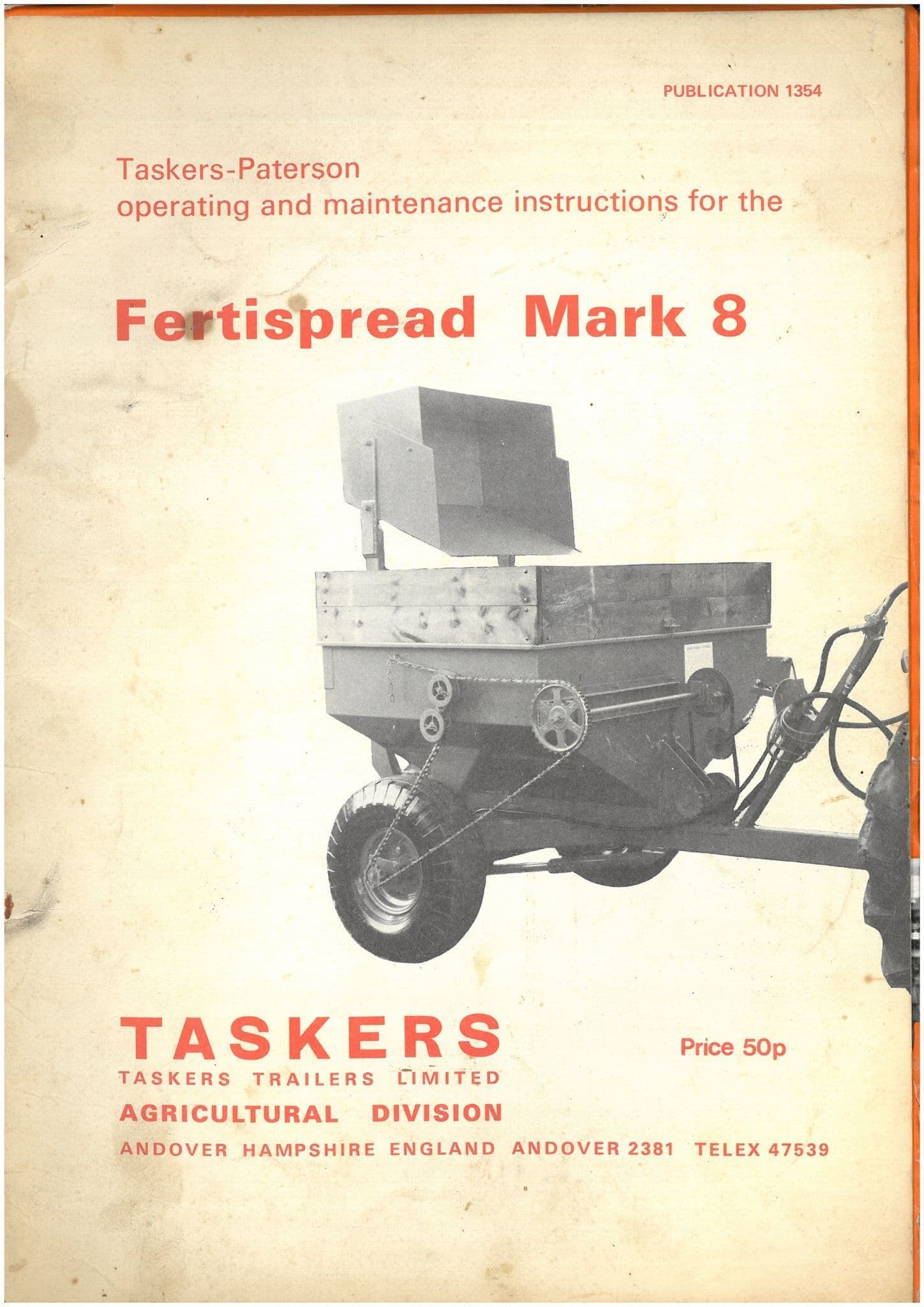 Taskers Fertispread MK 8 Operators Manual with Parts List Mark 8