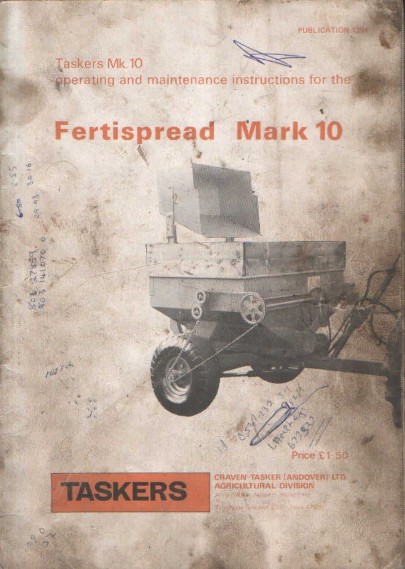 Taskers Fertispread MK10 Operators Manual with Parts List