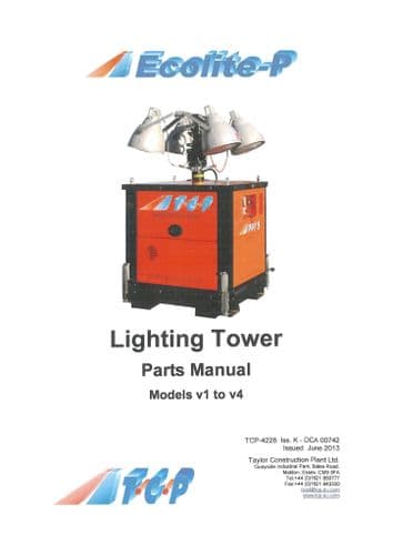 TCP Lighting Tower Ecolite-P Model V1 V2 V3 V4 Parts Manual