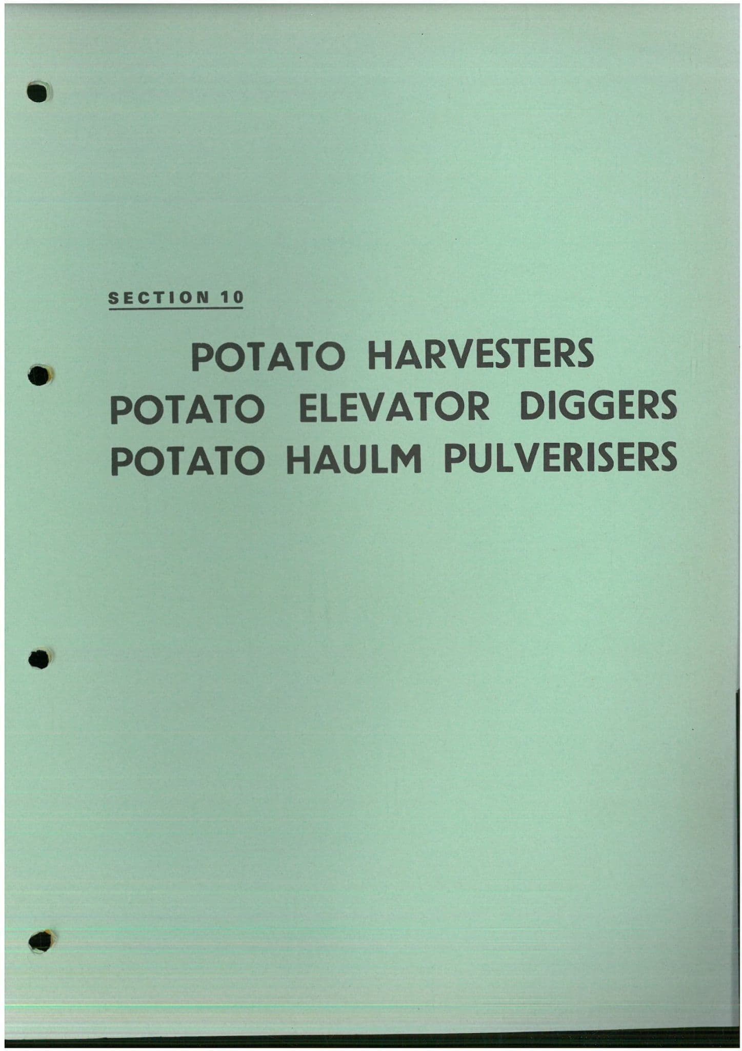 Teagle Potato Harvesters, Elevator Diggers & Haulm Pulverisers  LPD/C Parts Manual