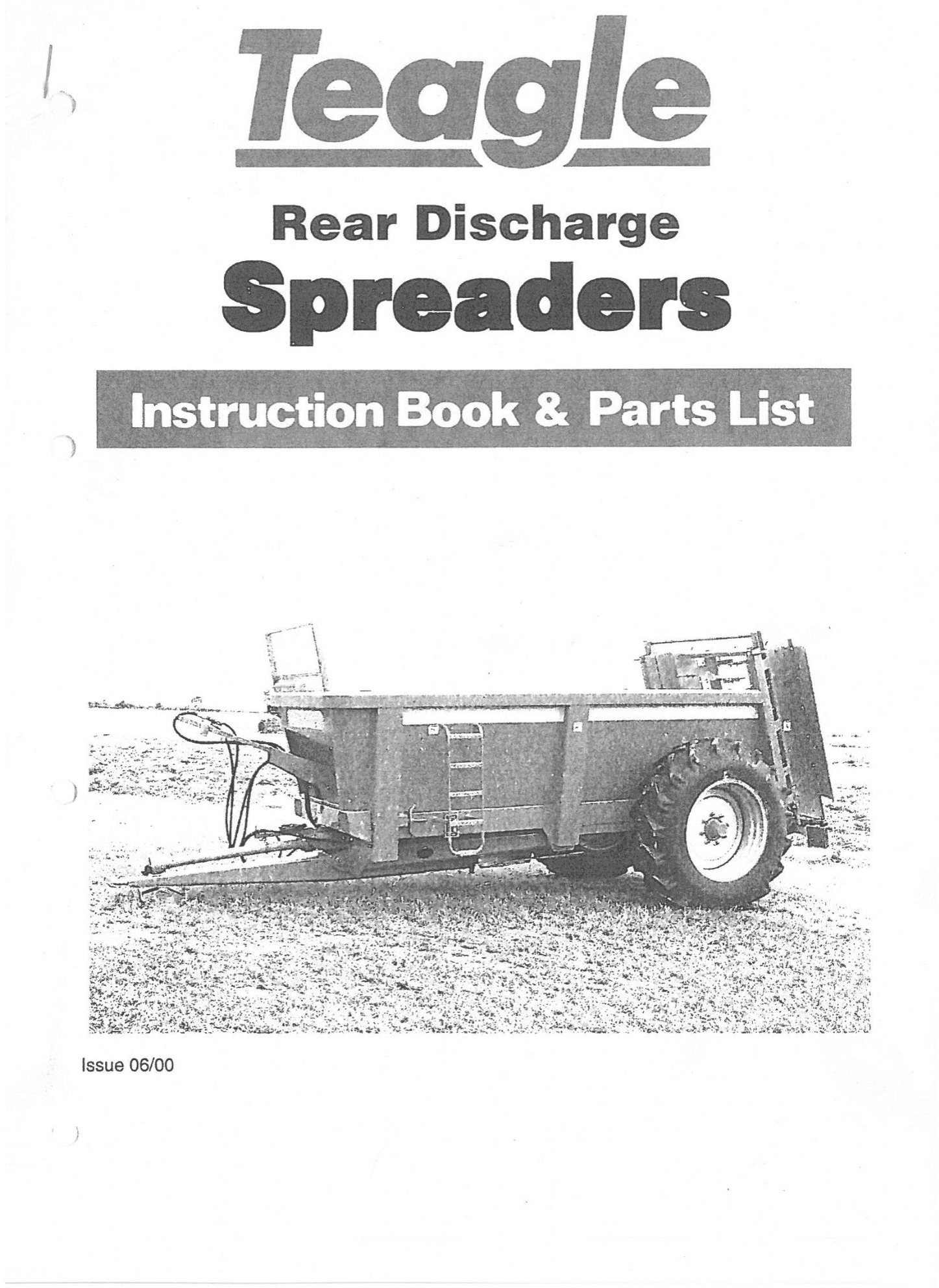 Teagle Rear Discharge Spreader Operators Manual with Parts List