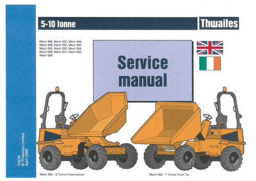 Thwaites 5 6 7 8 9 10 Tonne Ton Dumper Service Maintenance Manual