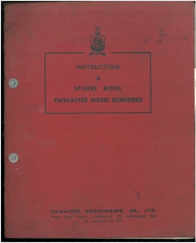 Thwaites Diesel Dumper Nimbus T3 Operators & Parts Manual