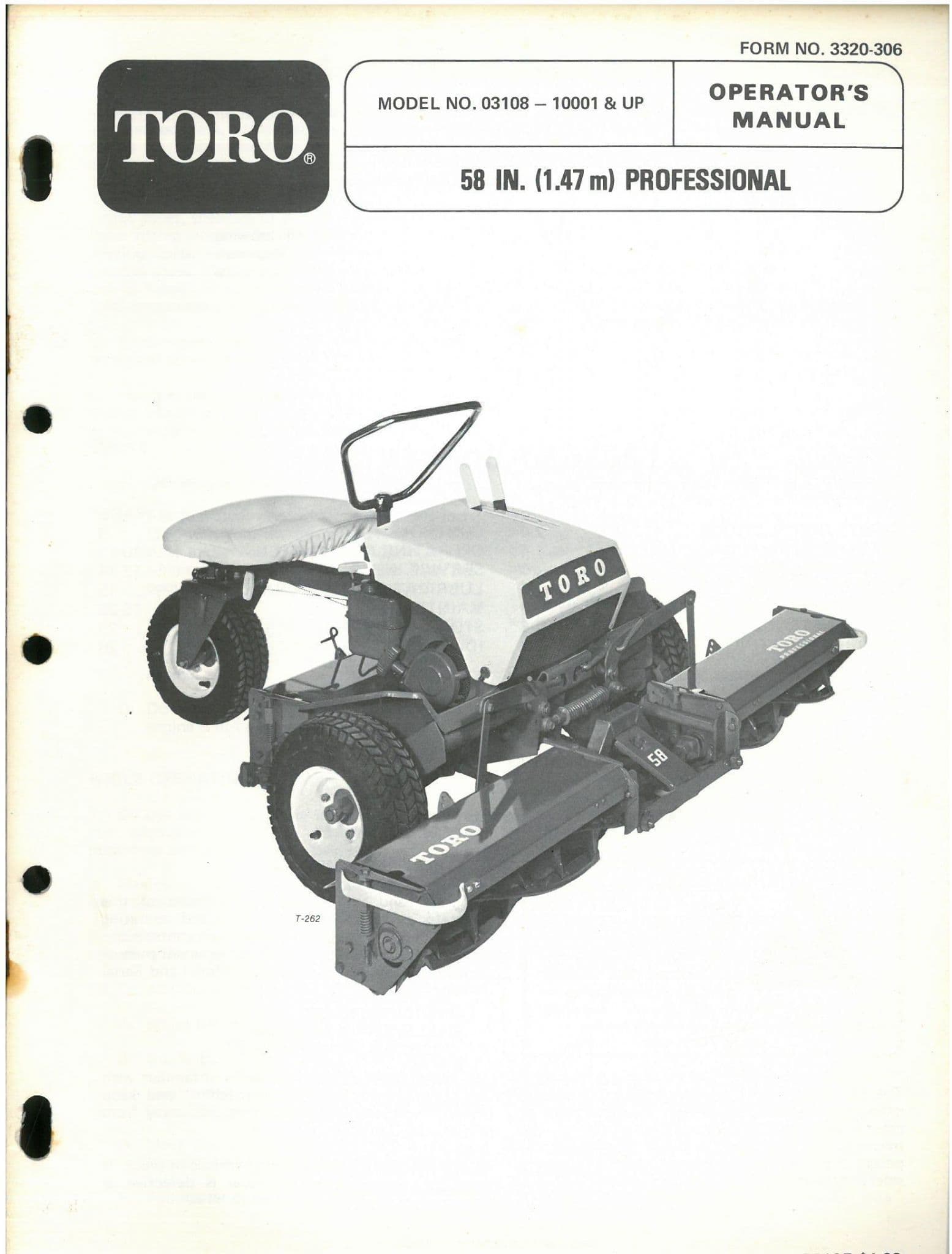 Toro 58" Professional Mower Operators Manual