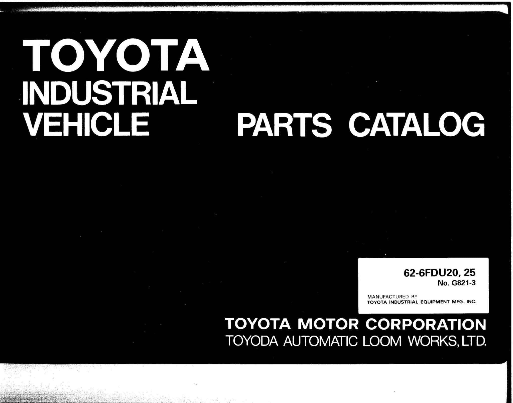 Toyota Forklift 62-6FDU25 Parts Manual