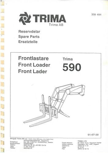 Trima Front Loader 590 Parts Manual