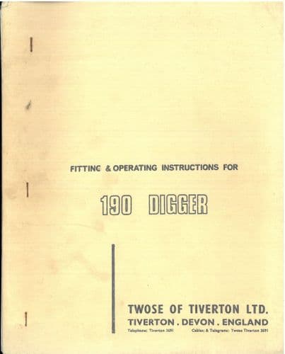 Twose 190 Digger Operators Manual