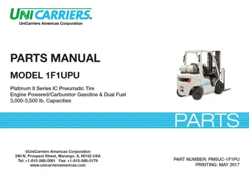 Unicarrier  Forklift/ Pallet Truck 1F1UPU Parts Manual