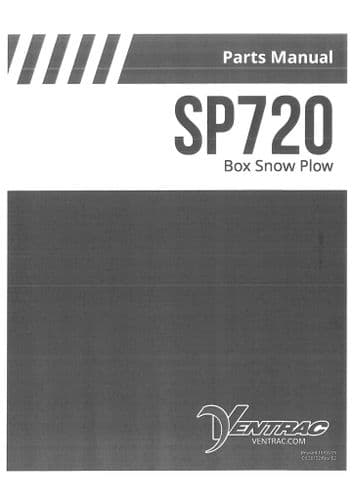 Ventrac Box Snow Plough SP720 Parts Manual