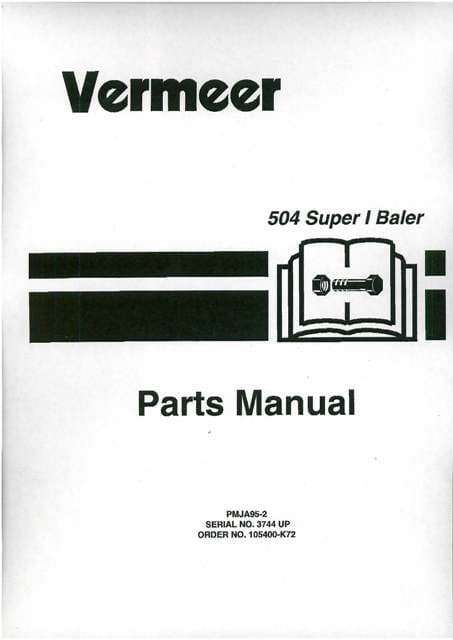 Vermeer Baler 504 Super I Parts Manual