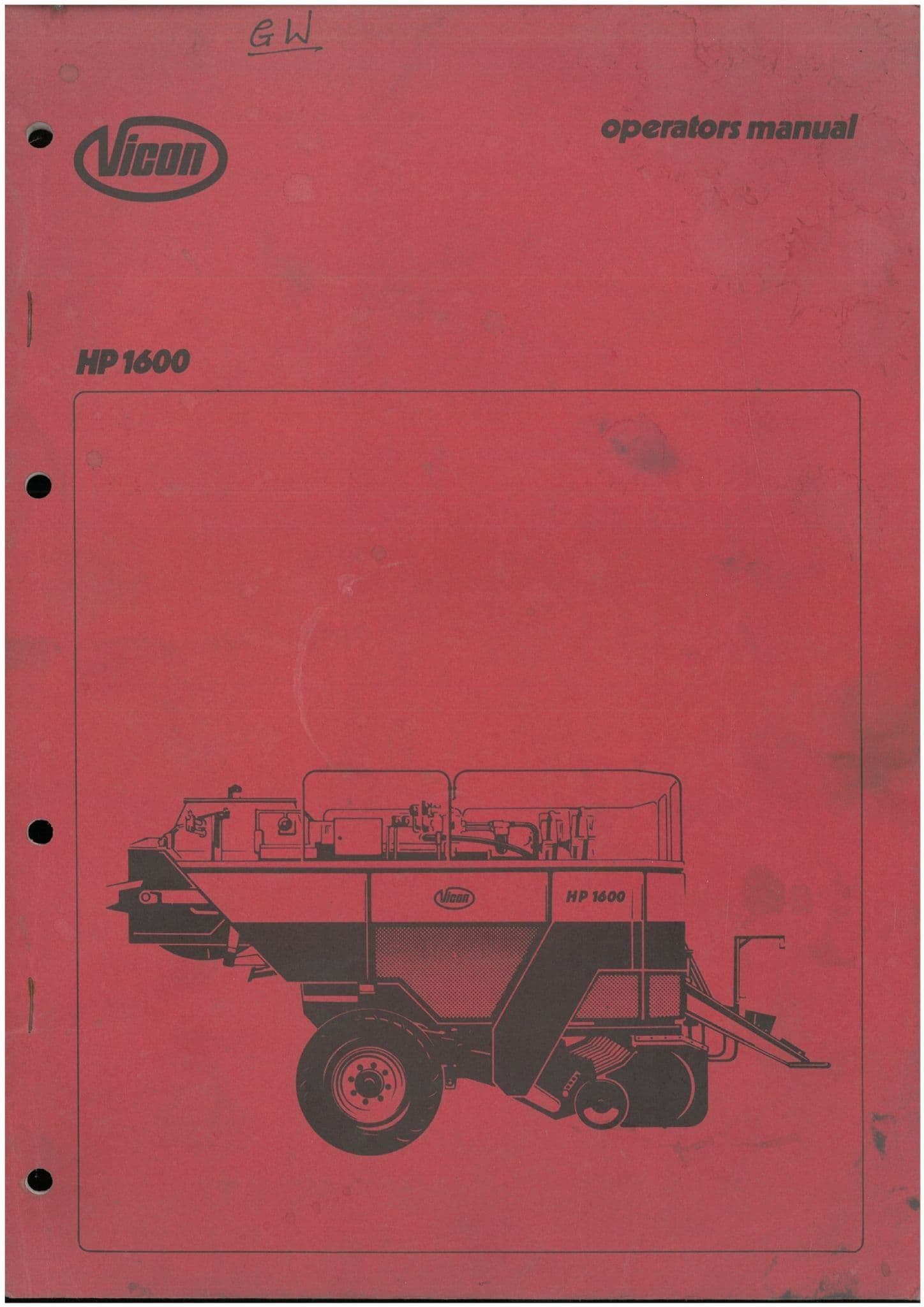 Vicon Baler HP1600 Operators Manual - HP 1600
