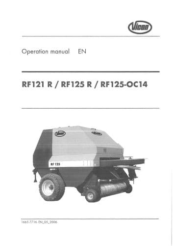 Vicon Baler RF121R RF125R RF125-OC14 Operators Manual - Opticut