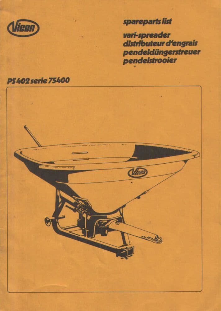 Vicon Fertiliser Vari Spreader PS 402 Parts Manual