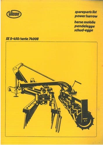 Vicon Power Harrow SE 2-450 74008  - Parts Manual - 2-450 74008