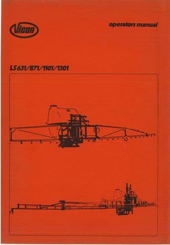 Vicon Sprayer LS631 LS871 LS1101 LS1301 Operators Manual