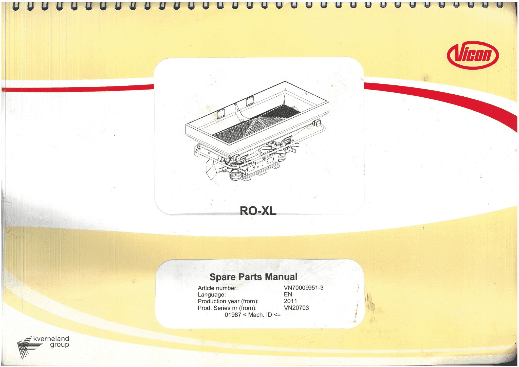 Vicon Spreader ROXL Parts Manual