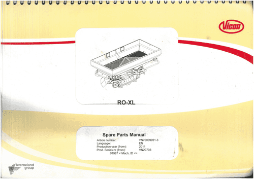 Vicon Spreader RO-XL Parts Manual