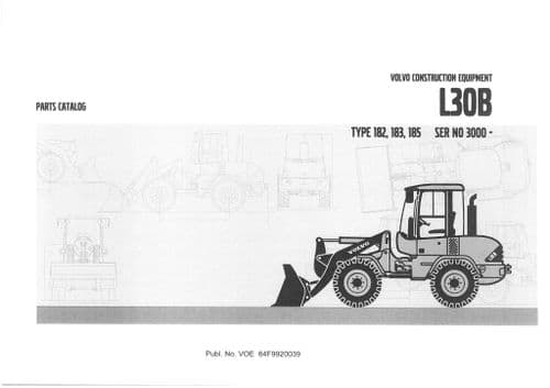 Volvo Loader L30B Type 182 183 185 Parts Manual L30 B L 30B