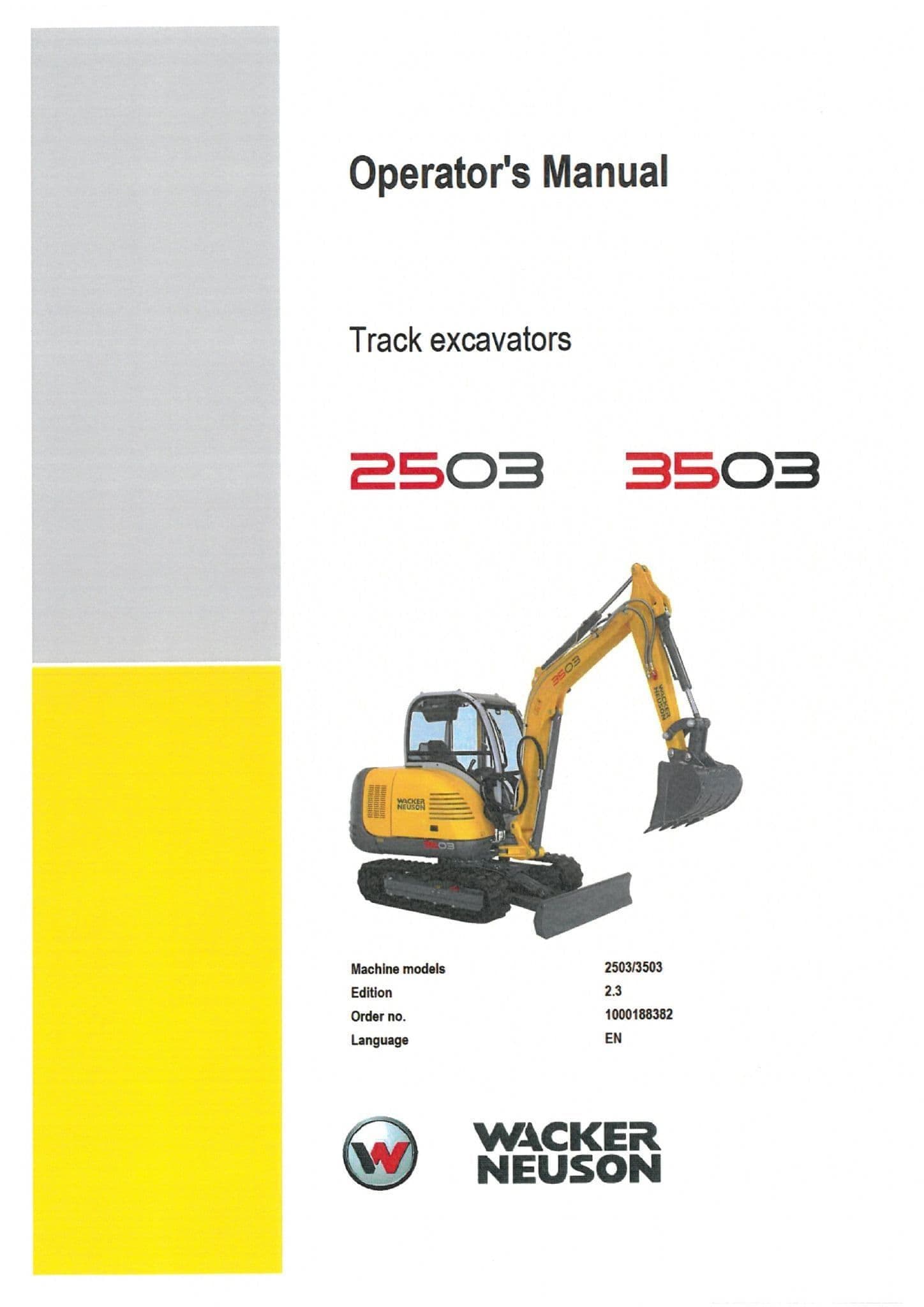 Wacker Neuson Excavator 2503 3503 Operators Manual