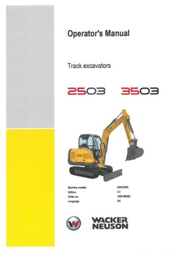 Wacker Neuson Excavator 2503 3503 Operators Manual
