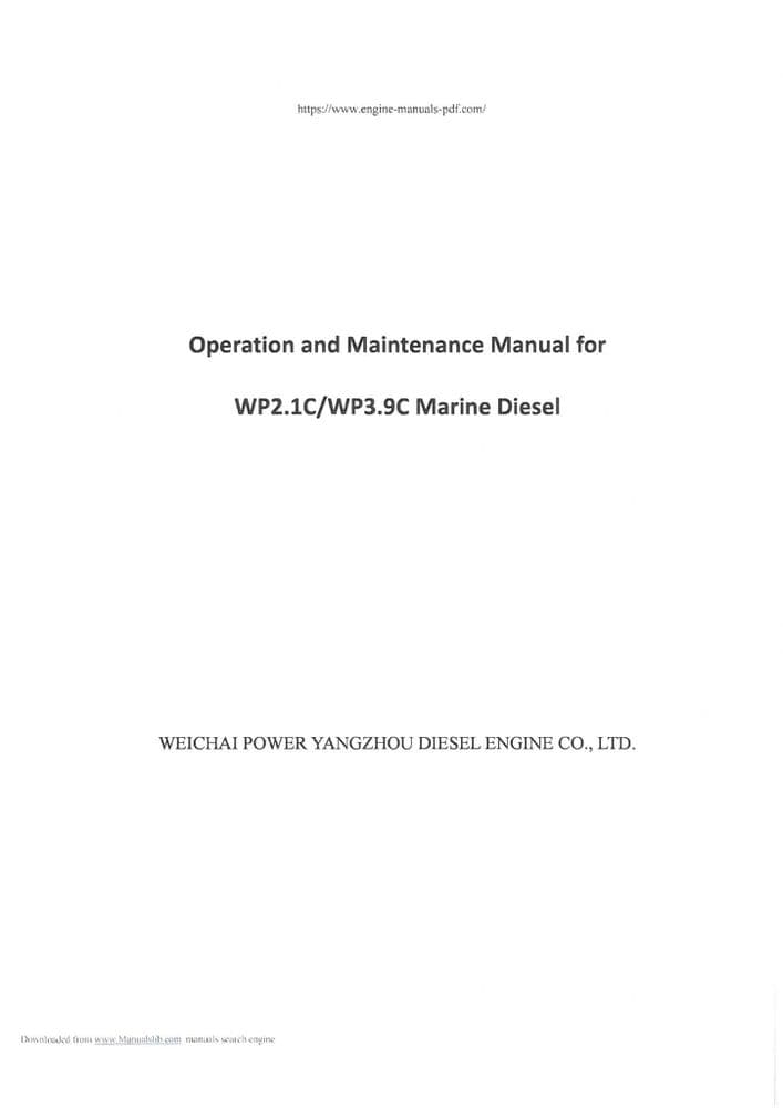 Weichai Baudouin Marine Diesel Engine WP2 1C WP3 9C Operators Manual