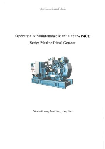 Weichai Baudouin Marine Diesel Engine WP4CD Gen Set Operators Manual